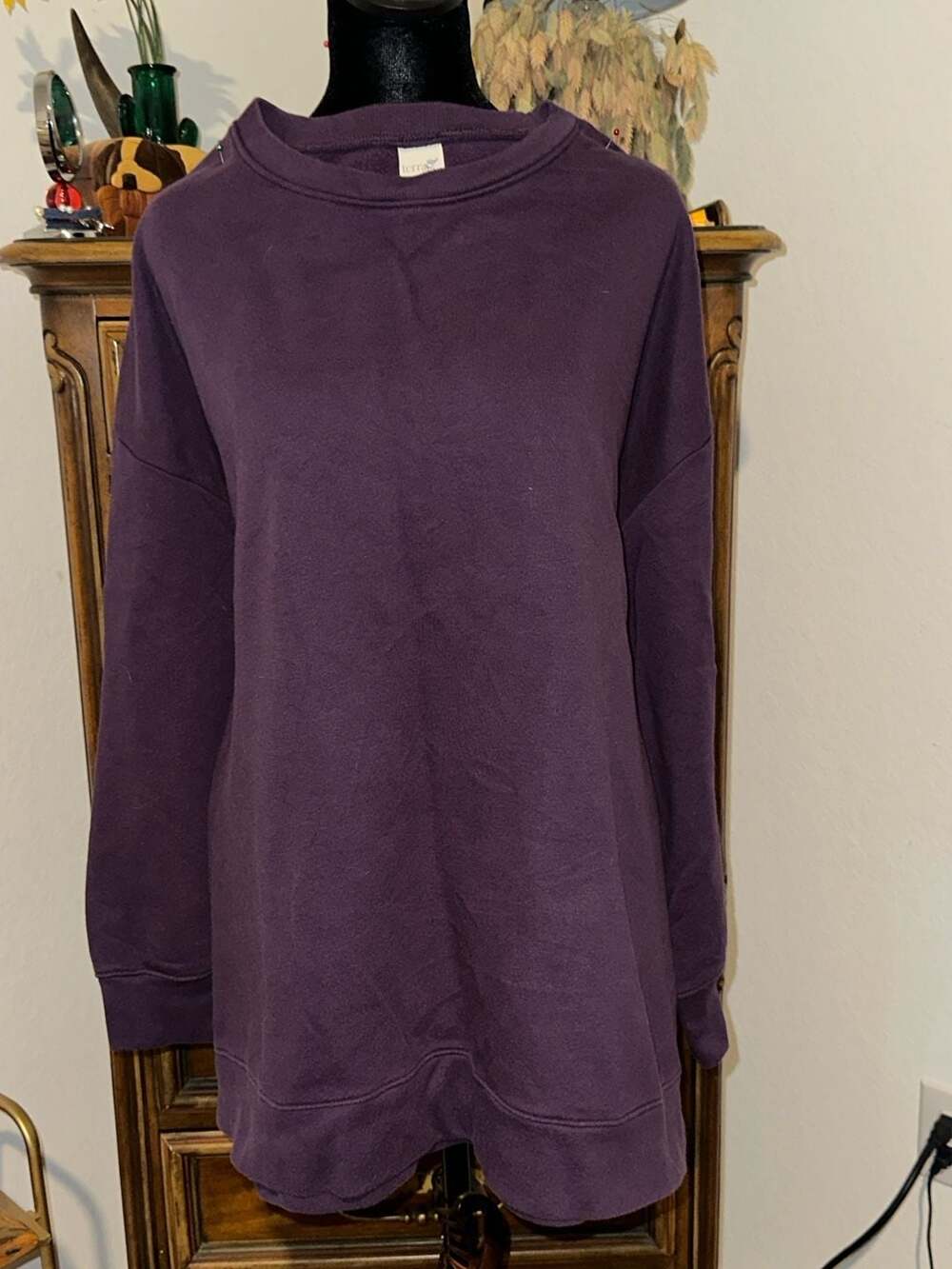 Terra & Sky Sweatshirt Size 3X (24W-26W) Purple Oversized Crewneck
